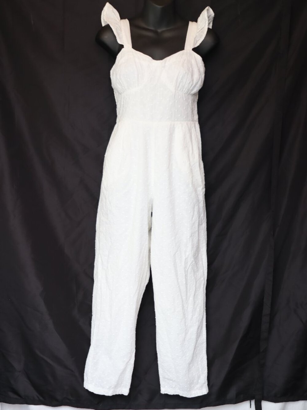 Japna White Swiss Dot Smocked Jumpsuit – Women's Size Medium